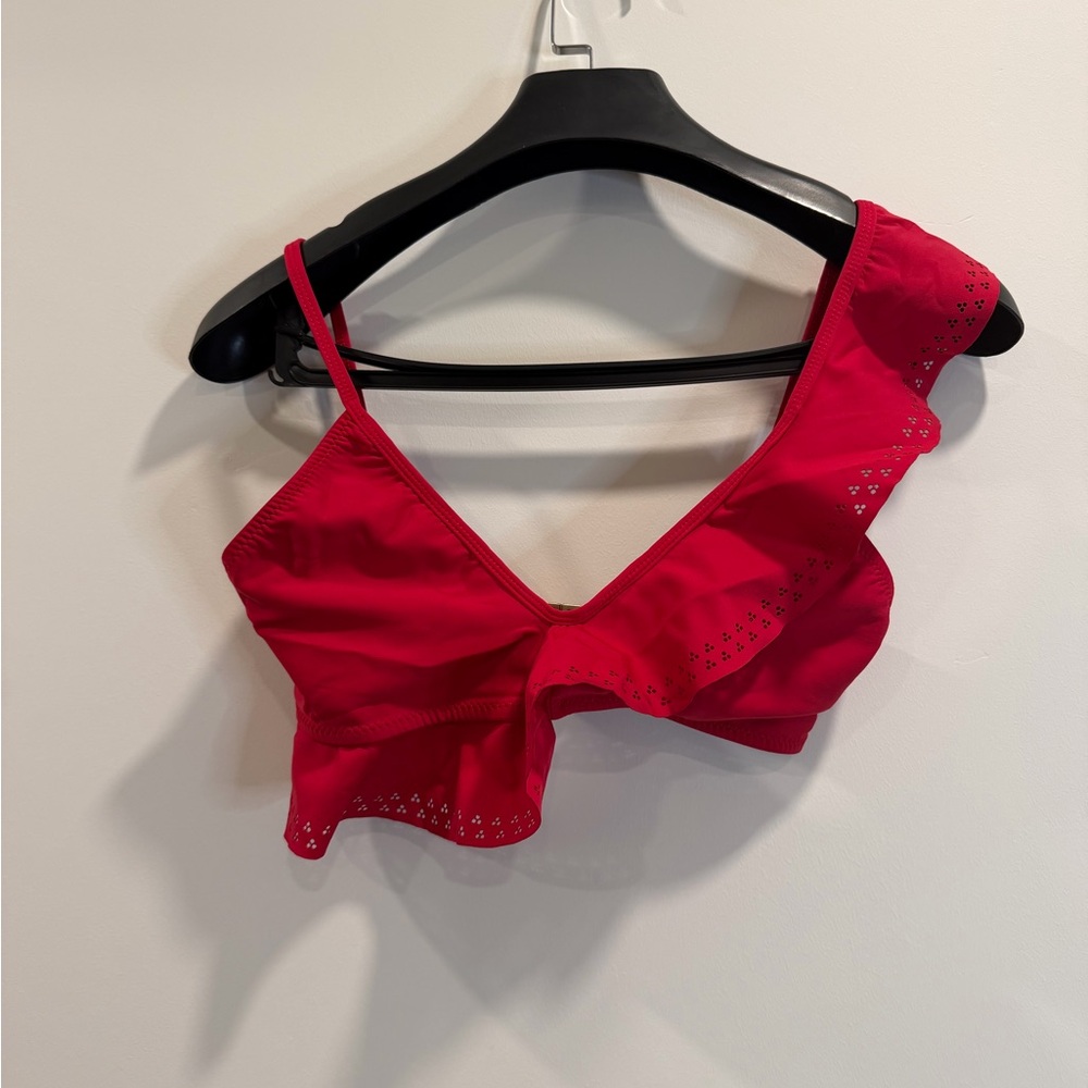 Mouille Charolette Red Ruffled Bikini top and bottom